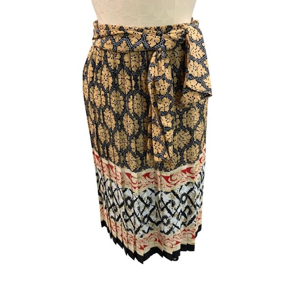 Medium Andrea Gayle 1990s Vintage Pull On Skirt with Sash Belt Pleated New - Picture 1 of 12